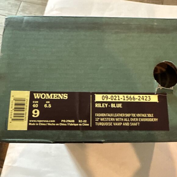 Women’s Roper Riley Embroidered Snip Toe Blue Cowboy  Boots Size 9 New - Picture 5 of 5